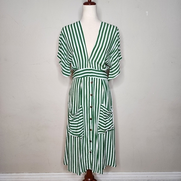 NWT Faithfull The Brand Milan Midi Striped Dress Size Medium - Picture 8 of 14